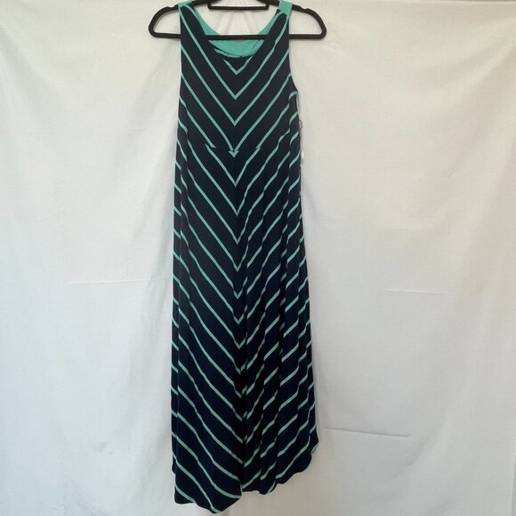 Liz lange (Maternity) Maxi dress, xs, navy blue and turquoise chevron print, - Picture 1 of 5